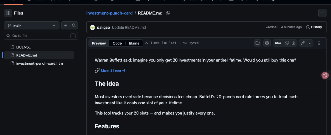 Warren Buffett Said You Only Get 20 Investments in Your Life. I Built a Tool to Track Mine.