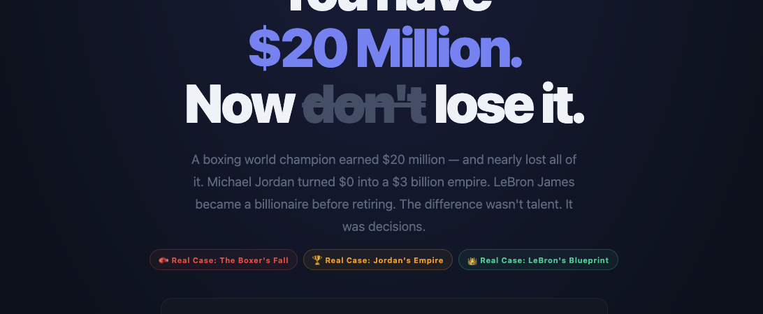 $20 Million and 5 Decisions: The Investment Simulator Based on Real Celebrity Finance Disasters