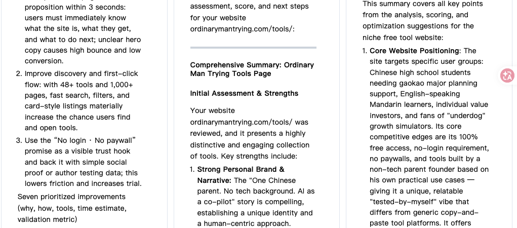 Three AIs Reviewed My Website. They All Found the Same Problems.