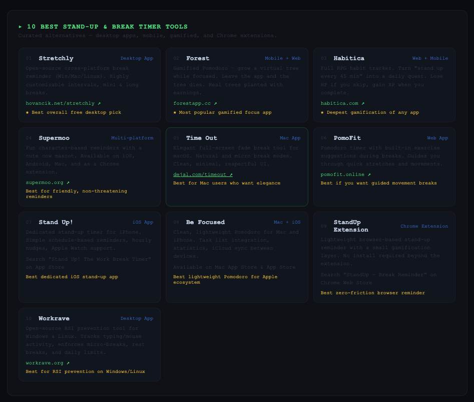 10 best stand-up and break timer tools comparison list