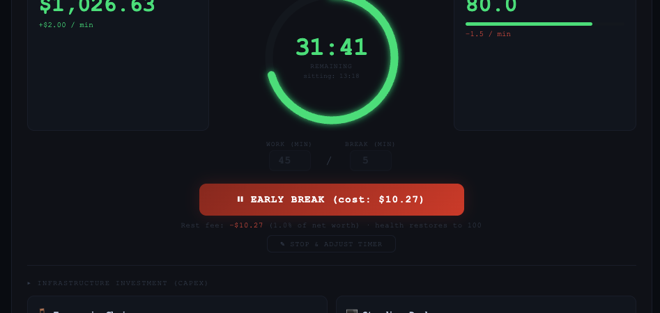 The Dangers of Prolonged Sitting Hit Me at 40. Why I Quit Pomodoro Timers and Built a Game Instead.